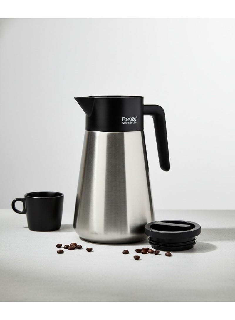 ريجال - إبريق حراري - ترمس من الفولاذ المقاوم للصدأ بمقبض أسود - قارورة حرارية معزولة للمشروبات الساخنة والباردة، تصميم أنيق، 24 ساعة ❄️ 12 ساعة 🌡 - Image 4